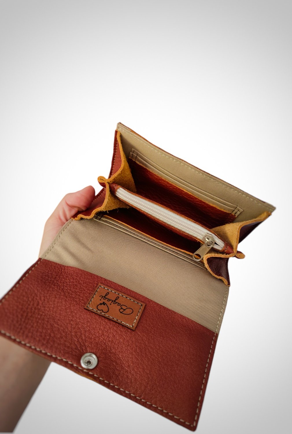 Portfelik skórzany Koniak Skrawek MMI - obrazek 2