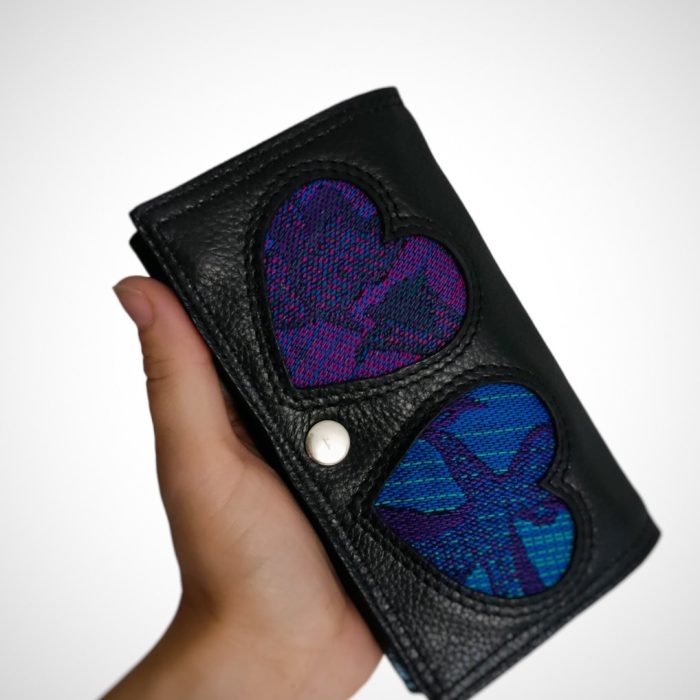 Portfelik skóra naturalna Czarna+ Skrawek chusty Kenhuru