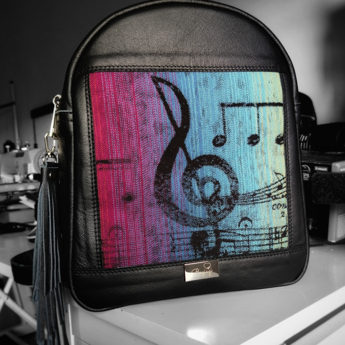 Plecak medium skóra naturalna mat Symfonia tęczowa