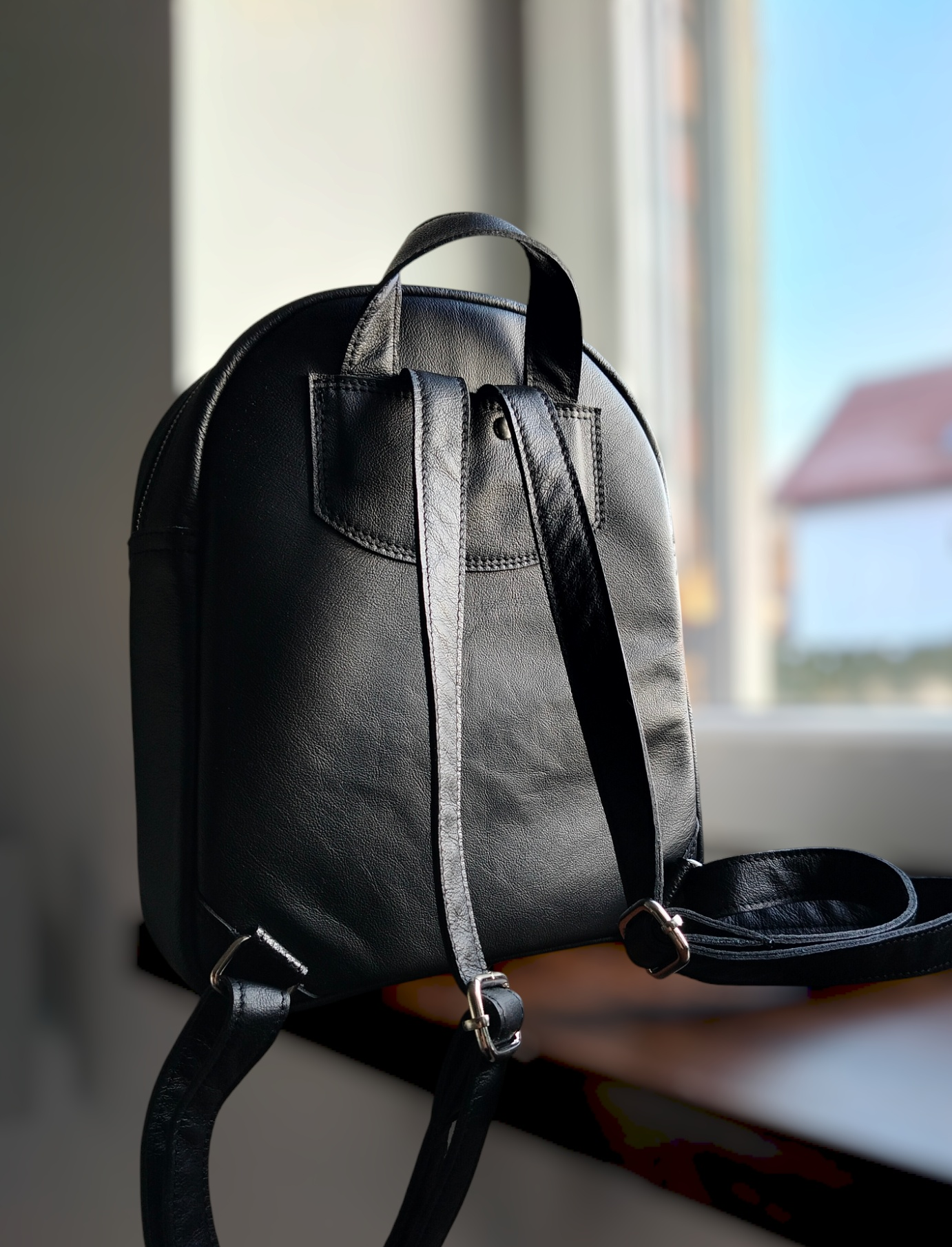 Plecak medium skóra naturalna mat Symfonia tęczowa - obrazek 2