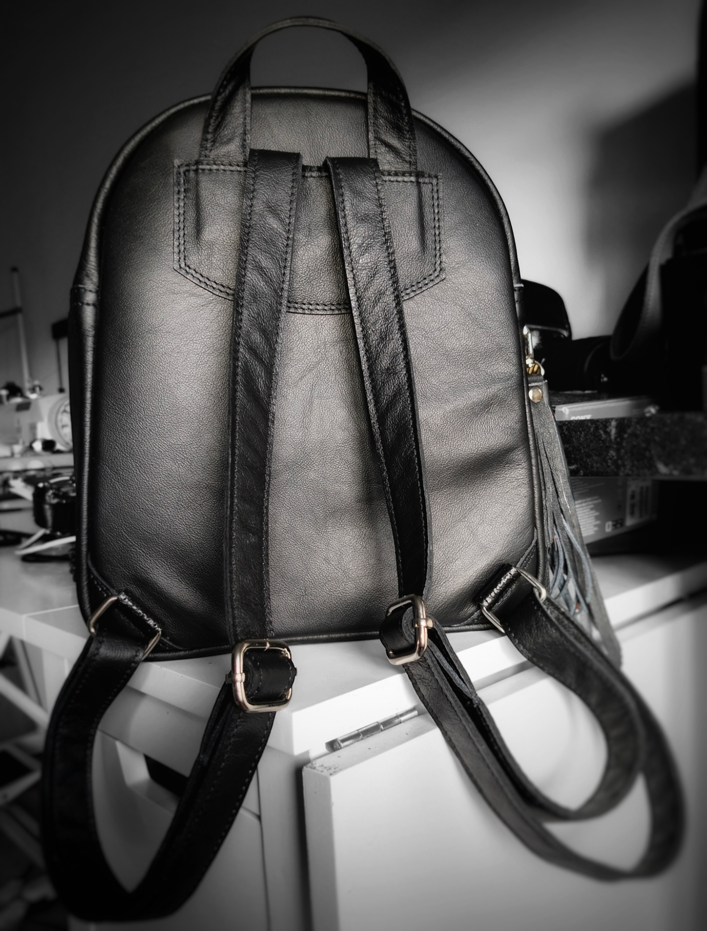 Plecak medium skóra naturalna mat Symfonia tęczowa - obrazek 3