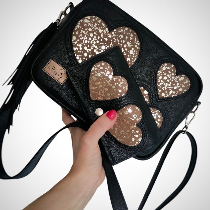 *Komplet Skórzany Box złote kropeczki/portfel