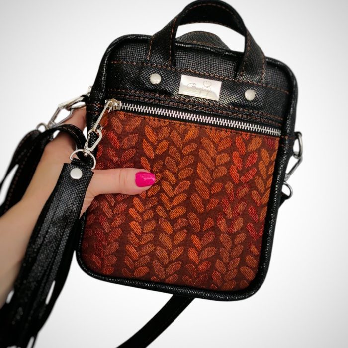 Saszetka/listonoszka skórzana, brokat+ skrawek Woven wings DAC