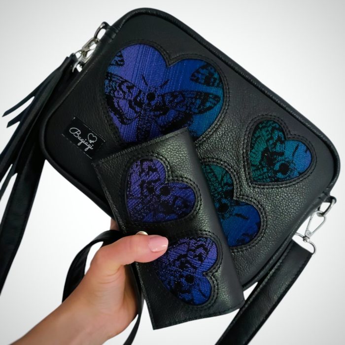 *Zestaw skórzany Box+portfelik Ćmy Fiolet