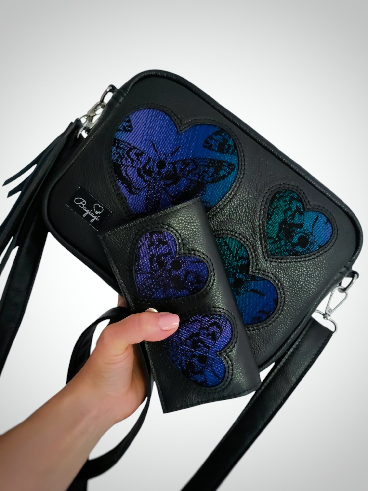 *Zestaw skórzany Box+portfelik Ćmy Fiolet