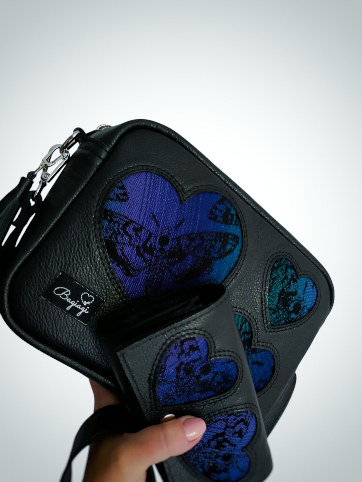 *Zestaw skórzany Box+portfelik Ćmy Fiolet - obrazek 2