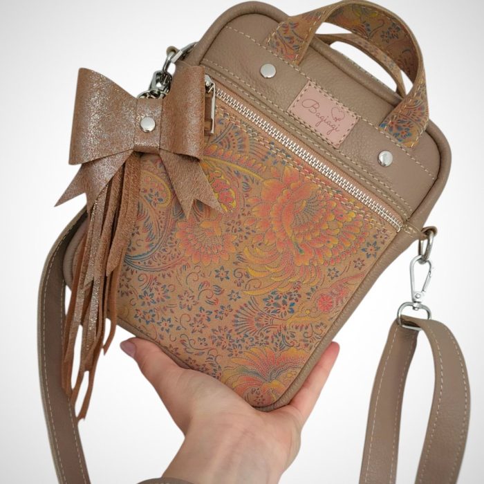 *Saszetka listonoszka Small Beż/Paisley brzoskwinia