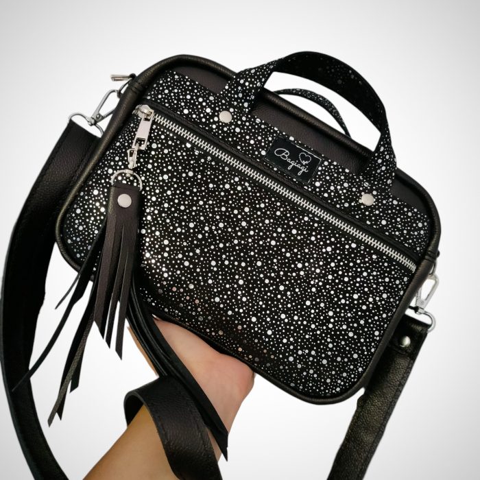 *Kuferek skórzany standard Srebrne kropeczki* Na zamówienie*