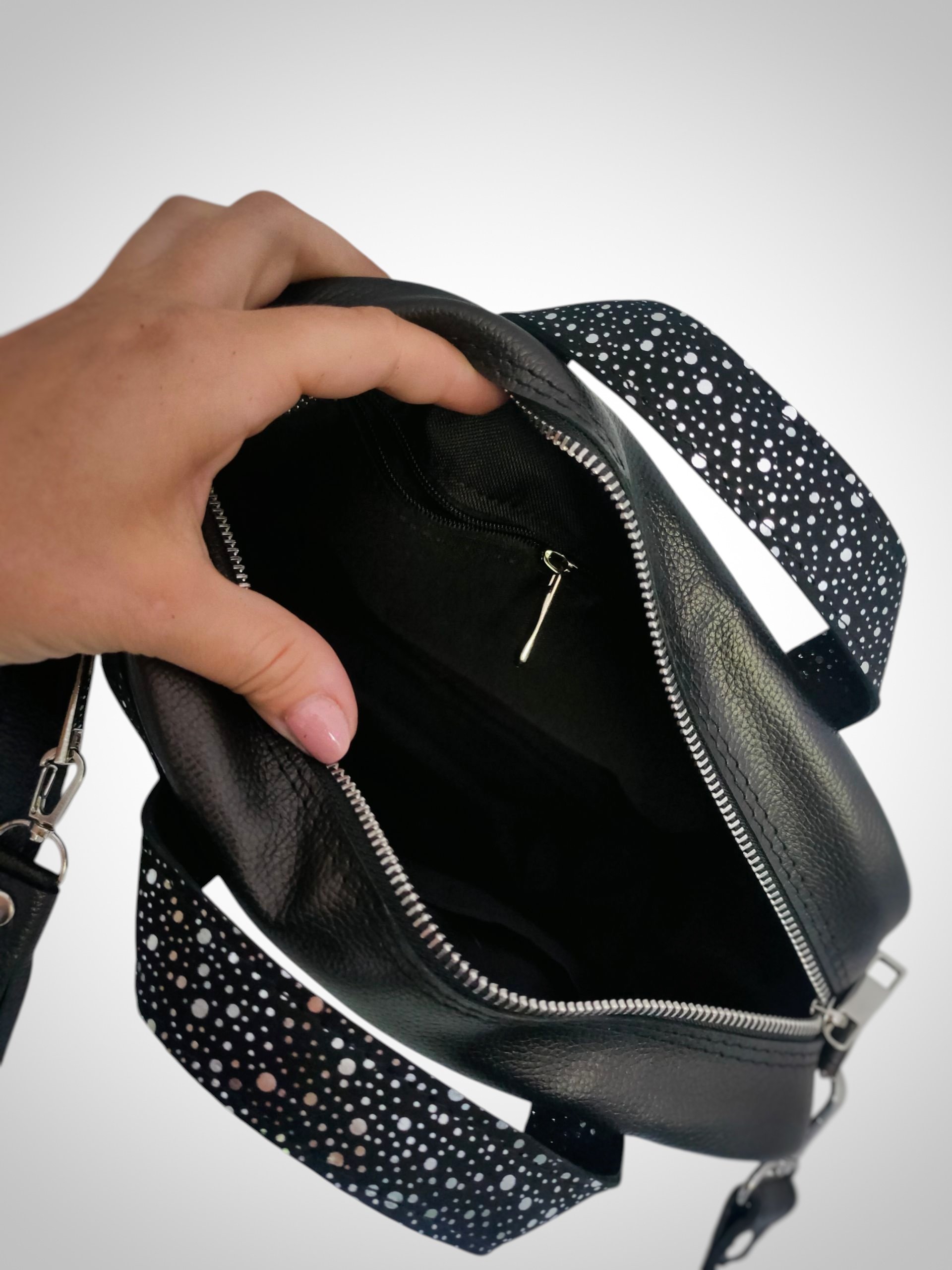 *Kuferek skórzany standard Srebrne kropeczki* Na zamówienie* - obrazek 3