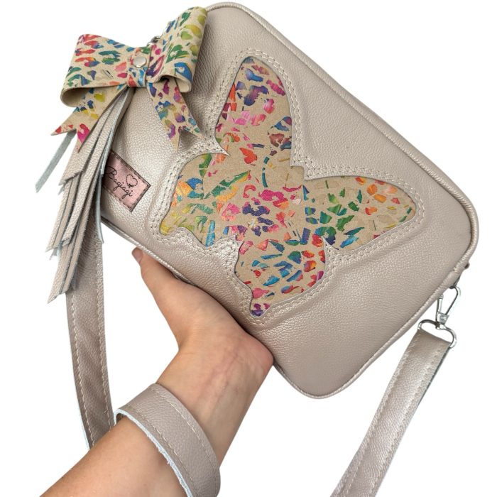 Listonoszka skórzana Nude/Tęczowe cętki