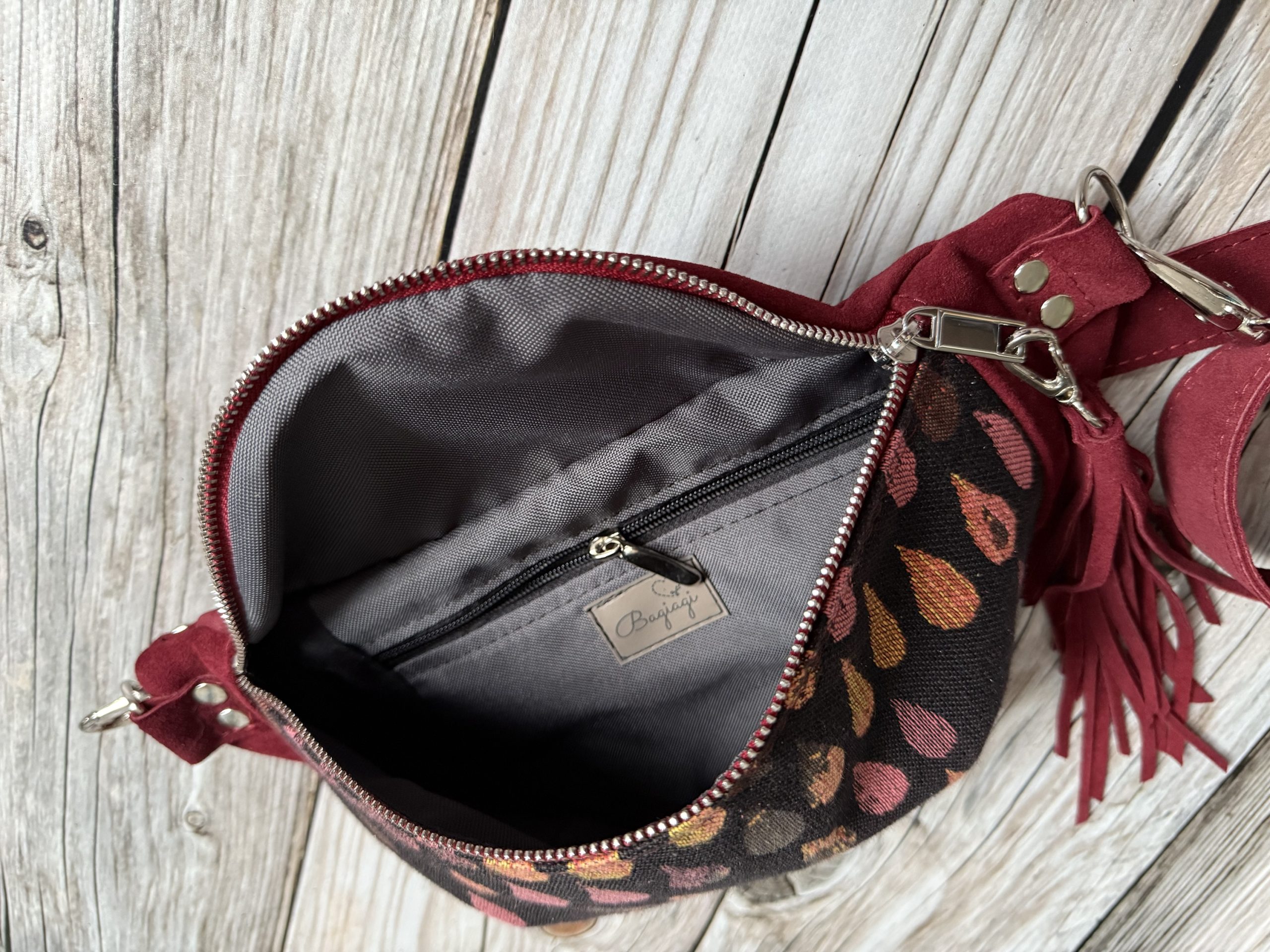 saszetka welur bordo Krople Woven winta - obrazek 3