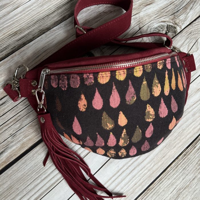 saszetka welur bordo Krople Woven winta