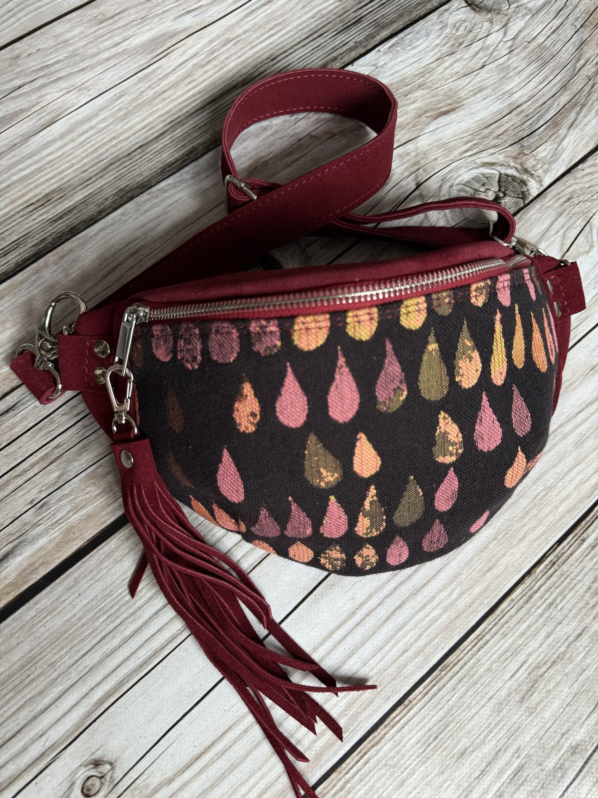 saszetka welur bordo Krople Woven winta