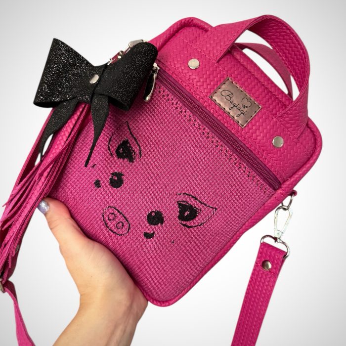 Listonoszka small Skóra naturalna fuksja/świnki