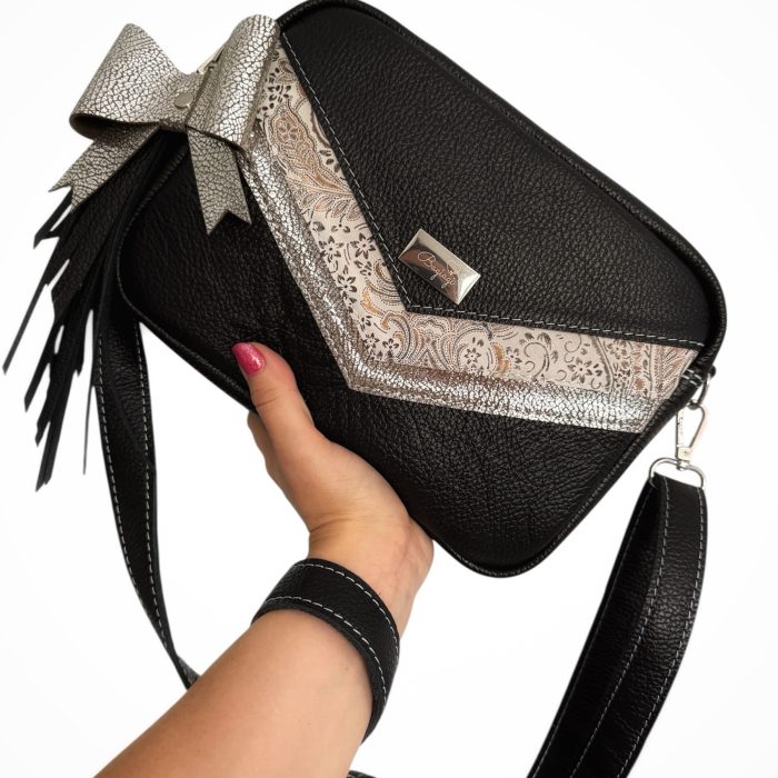 Listonoszka box standard skóra Srebrne Pasy