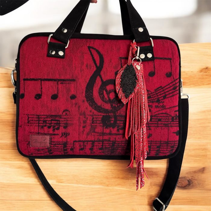 Aktówka A4 czarny welur naturalny Symfonia Flamenco