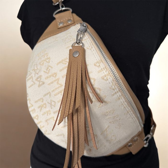 Saszetka skóra naturalna Runy ze srebrną nitką Luluny