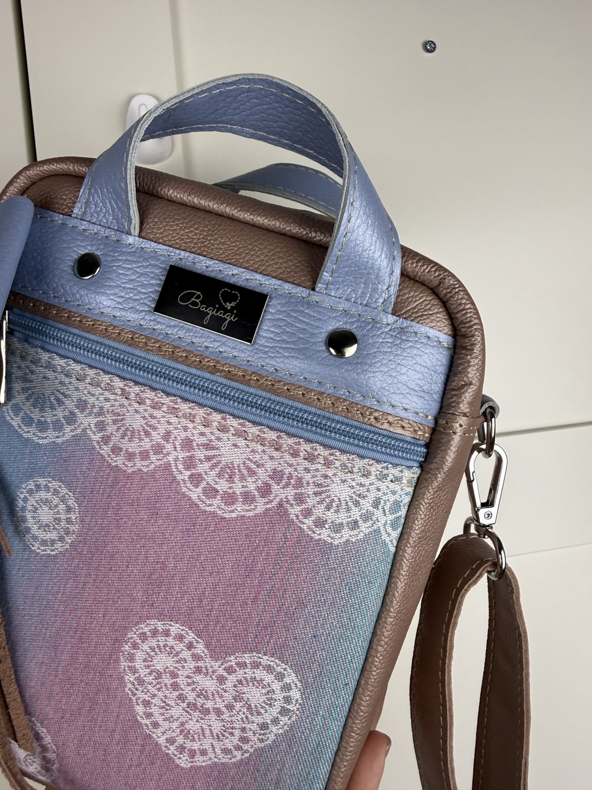 Saszetka listonoszka small Cegiełka poszerzona Skóra naturalna/skrawek koronki Lenny lamb - obrazek 5