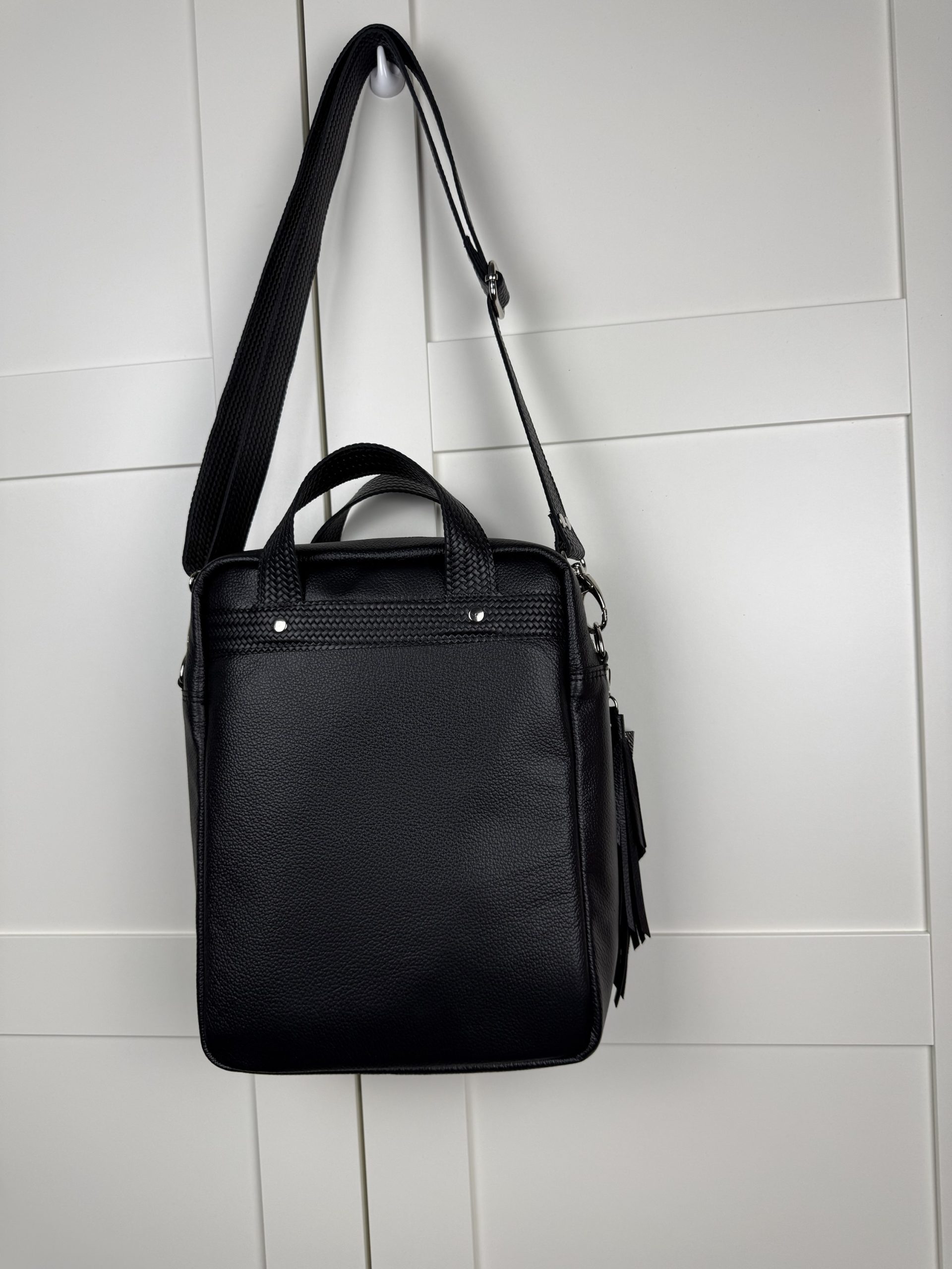 Listonoszka A4 Maxi czarna skóra naturalna Galaktyka Natibaby - obrazek 4