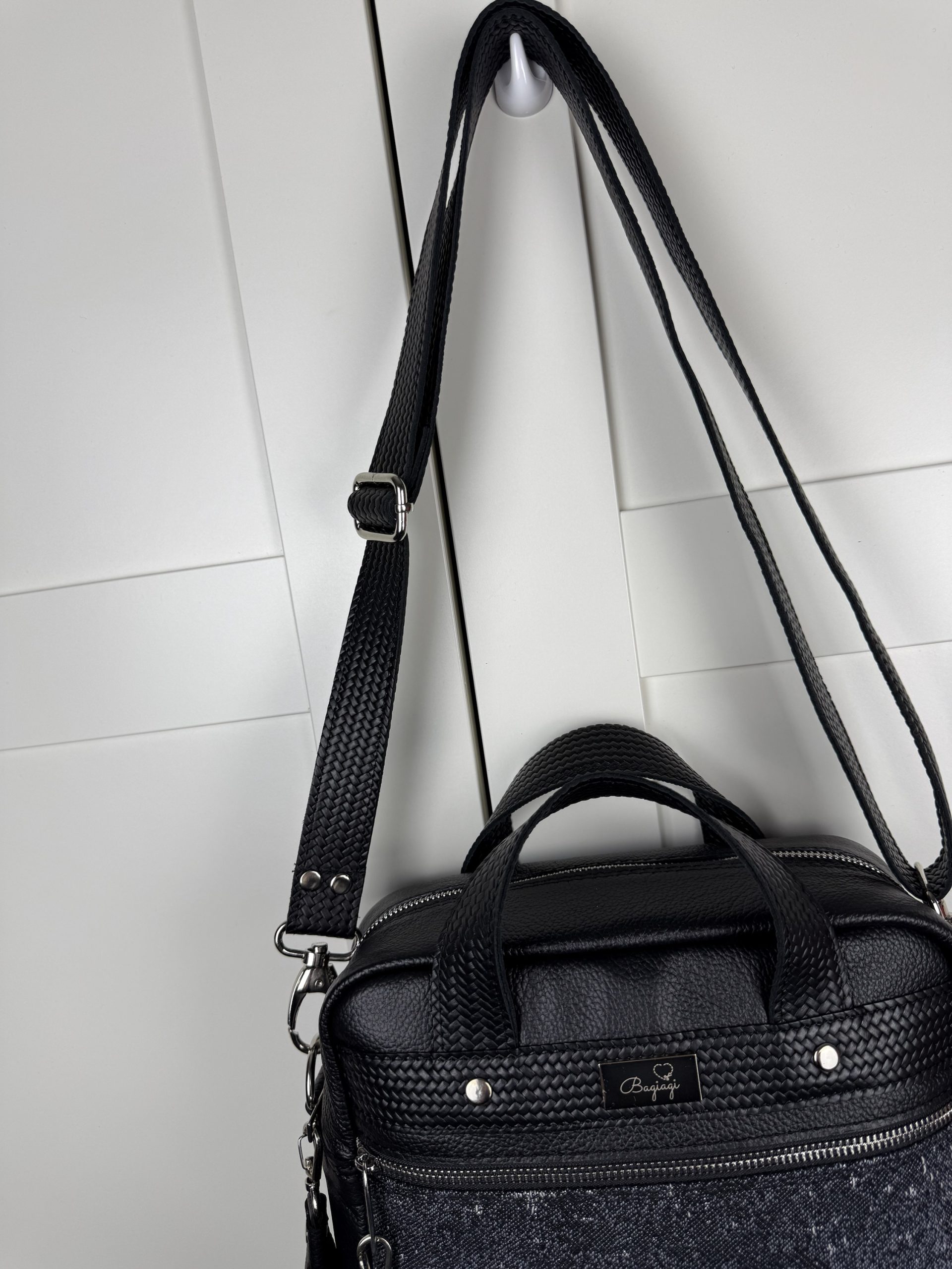 Listonoszka A4 Maxi czarna skóra naturalna Galaktyka Natibaby - obrazek 2