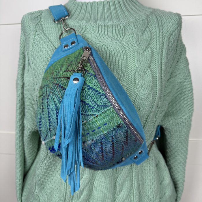 Nerka M turkusowy welur naturalny/ skrawek chusty Slavic wraps