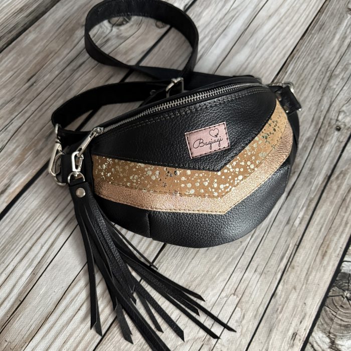 Nerka saszetka skórzana kropeczki na brązie