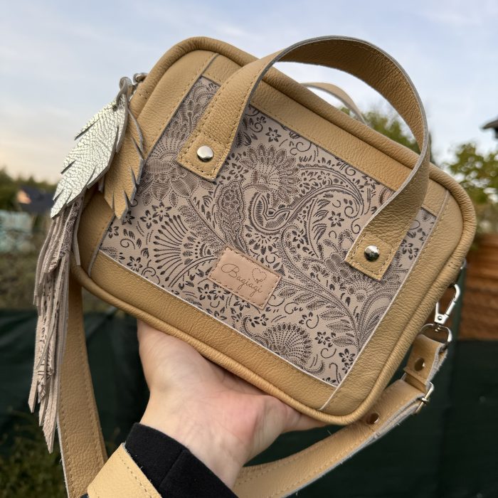 Puffy bag skóra naturalna Paisley biały